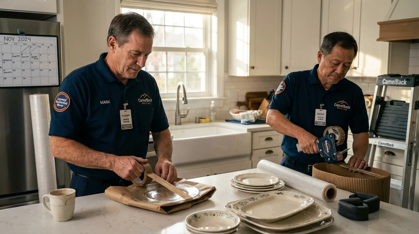 Professional crew packing kitchen dishware in Murrysville, PA