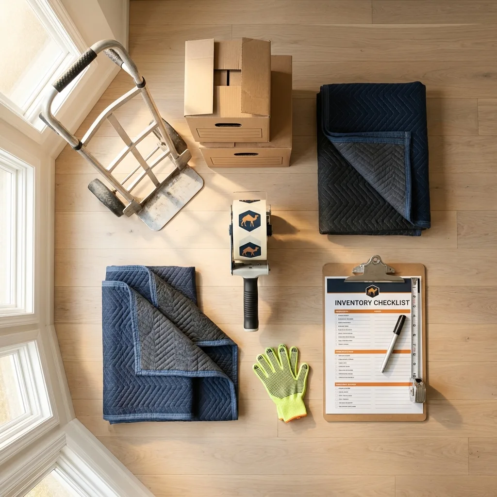 Professional moving supplies and packing materials layout for Murrysville residential relocations